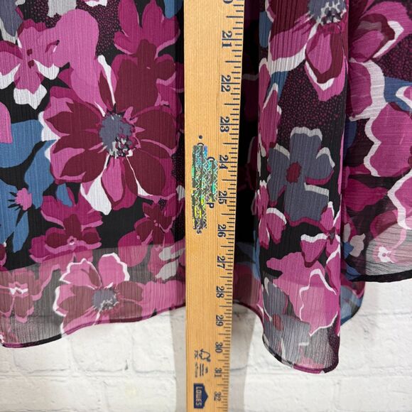 Kasper Blouse Women Plus 3X Floral Cottage Sheer Bell Sleeve Sheer Office Career - Picture 8 of 13